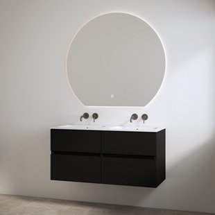 Duo Wastafel zonder Kraangaten met Onderkast Best Design Bora 120 cm Mat Zwart