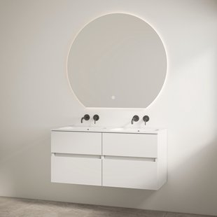 Duo Wastafel zonder Kraangaten met Onderkast Best Design Bora 120 cm Glans Wit