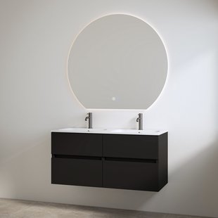 Duo Wastafel 2 Kraangaten met Onderkast Best Design Bora 120 cm Mat Zwart