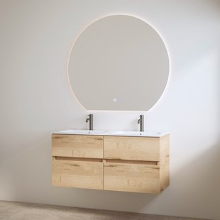 Duo Wastafel 2 Kraangaten met Onderkast Best Design Bora 120 cm Halifax Hout