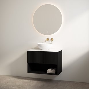 Badmeubelset Best Design Rigatti 100 cm Mat Zwart + Glans Wit Blad