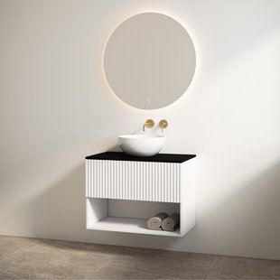 Badmeubelset Best Design Rigatti 78 cm Mat Wit + Mat Zwart Blad