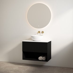 Badmeubelset Best Design Rigatti 78 cm Mat Zwart + Mat Wit Blad