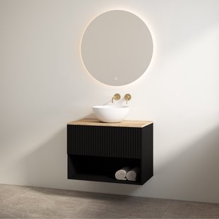 Badmeubelset Best Design Rigatti 60 cm Mat Zwart + Halifax Blad