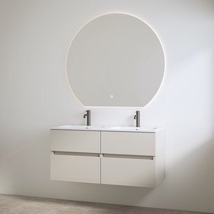 Duo Wastafel 2 Kraangaten met Onderkast Best Design Bora 120 cm Mat Taupe