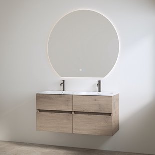 Duo Wastafel 2 Kraangaten met Onderkast Best Design Bora 120 cm Hout