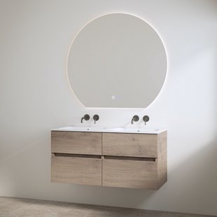 Duo Wastafel zonder Kraangaten met Onderkast Best Design Bora 120 cm Hout