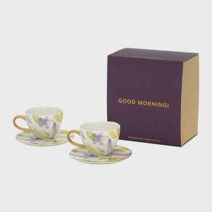Urban Nature Culture Good Morning Kop Cappuccino/Thee en Bord Kusha - Set van 4 - In Geschenkverpakking