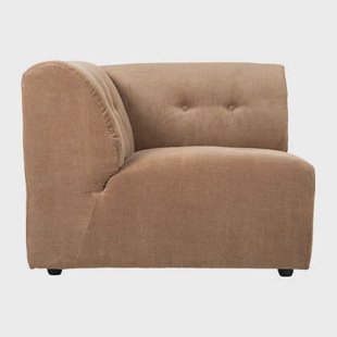 HKliving Vint Bank Element - Hoekstuk Links - Corduroy Rib - Bruin