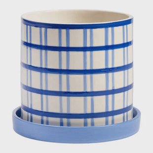 &klevering Clash Bloempot Medium - Grid / Blauw &klevering Clash Bloempot Medium - Grid / Blauw