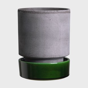Bergs Potter Hoff pot Ø18 cm, Raw Grey-Emerald Green