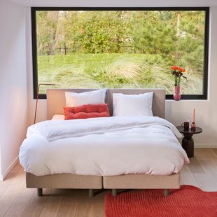 Auping Beige Lines Satin Dekbedovertrek - 200 x 220 cm