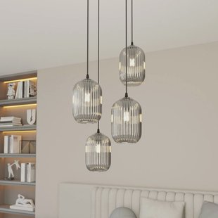 EMIBIG LIGHTING Verdi hanglamp, Ø 30 cm, zwart/rookgrijs, glas, 4-lamps.