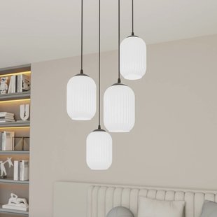 EMIBIG LIGHTING Verdi hanglamp, Ø 30 cm, zwart/opaal, staal/glas, 4-lamps.