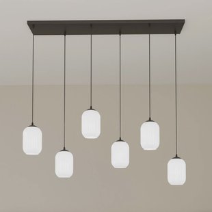 EMIBIG LIGHTING Verdi hanglamp, lengte 115 cm, zwart/opaal, glas, 6-lamps.