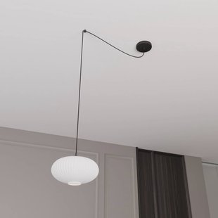EMIBIG LIGHTING Hanglamp Origo, Ø 30 cm, opaal/zwart, gedecentraliseerd, glas