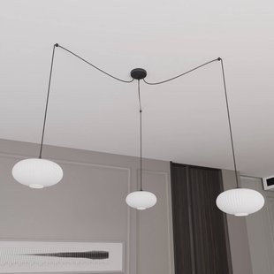EMIBIG LIGHTING Hanglamp Origo, opaal/zwart, decentraal, glas, 3-lamps.
