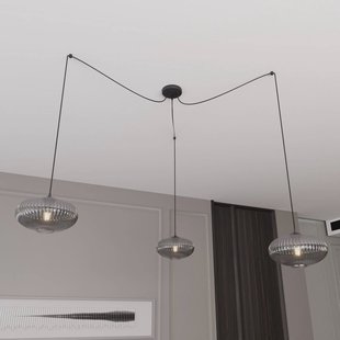 EMIBIG LIGHTING Hanglamp Origo, rookkleurig, decentraal, glas, 3-lamps.