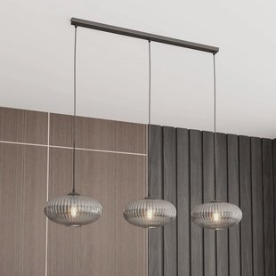 EMIBIG LIGHTING Eekamer lamp Coco, lengte 115 cm, zwart/rookgrijs, 3-lamps.