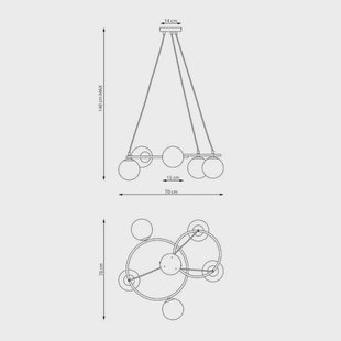 EMIBIG LIGHTING Libra woonkamerlamp, rookgrijs/zwart, Ø 70 cm, 5-lamps.
