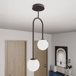 EMIBIG LIGHTING Atria plafondlamp, opaal/zwart, hoogte 76 cm, metaal, 2-lamps.
