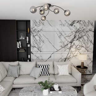 EMIBIG LIGHTING Vibra plafondlamp, rookgrijs/zwart, lengte 97 cm, 6-lamps.