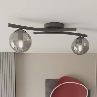 EMIBIG LIGHTING OPUS plafondlamp, lengte 60 cm, rookgrijs/zwart, 2-lamps.