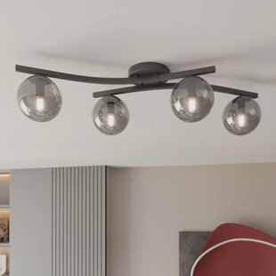 EMIBIG LIGHTING OPUS plafondlamp, lengte 84 cm, rookgrijs/zwart, 4-lamps.