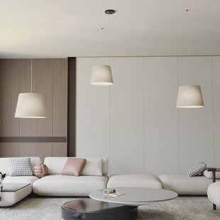 EMIBIG LIGHTING Ascot hanglamp, beige, stof, 3-lamps, decentraal