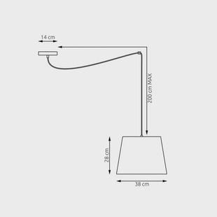 EMIBIG LIGHTING Ascot hanglamp, Ø 38 cm, grijs, stof, gedecentraliseerd