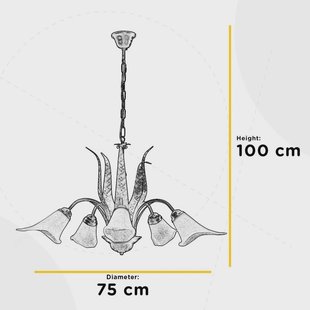 ONLI Hanglamp Alga, 5-lamps, ijzer, glas, Florentijn