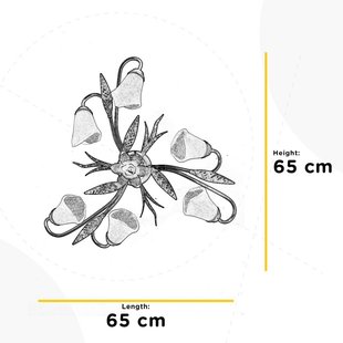 ONLI Alga plafondlamp, 6-lamps, ijzer, glas, Florentijn