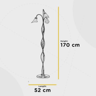 ONLI Vloerlamp Alga, 3-lamps, ijzer, glas, Florentijn
