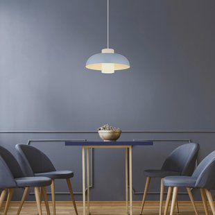 Globo Lowe hanglamp, blauw mat, Ø 38 cm, metaal