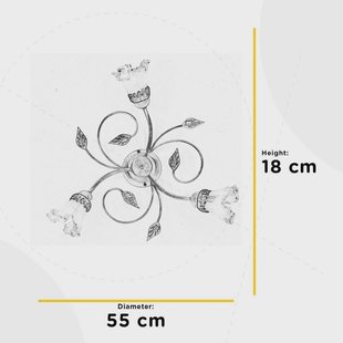 ONLI Lancia plafondlamp, ivoorkleurig, 3-lamps, ijzer, glas