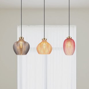 Globo Hanglamp Jessica, lengte 90 cm, kleurrijk, 3-lamps, glas