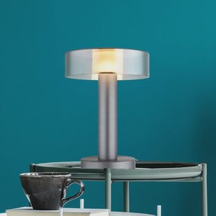 Globo LED tafellamp Grant, hoogte 31 cm, rookgrijs, metaal