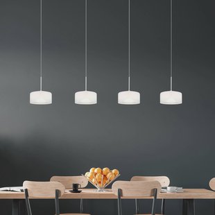 Globo Belinda LED hanglamp, lengte 105 cm, wit, 4-lamps, glas