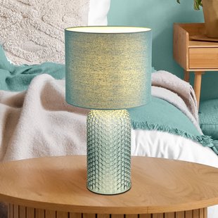 Globo Sofia tafellamp, lichtgroen, hoogte 50 cm, stof/glas