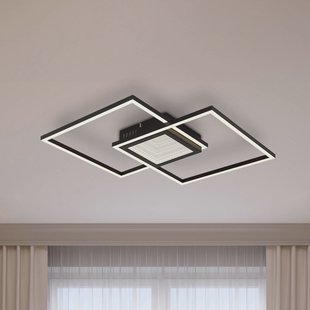 Globo Saunders LED plafondlamp, lengte 43 cm, zwart, 3D-effect