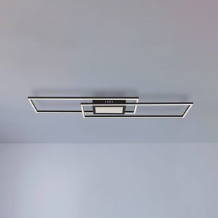 Globo Saunders LED plafondlamp, lengte 96 cm, zwart, 3D-effect