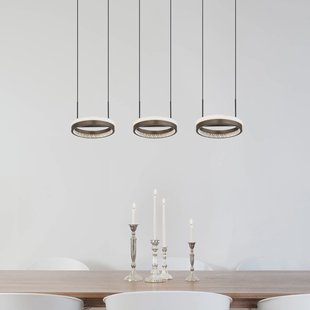 Globo Della LED hanglamp, lengte 82 cm, donkergrijs, metaal, 3-lamps