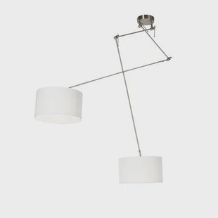 QAZQA Smart hanglamp staal met kap 35 cm wit incl. 2 Wifi A60 - Blitz