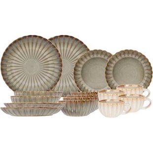 Cosy & Trendy Serviesset Astera Pearl 16-delig | 4 personen - 4 dinerborden, 4 diepe borden, 4 kommen en 4 mokken