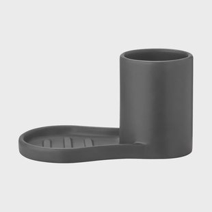 blomus Piro afwasborstel- en zeephouder Zwart