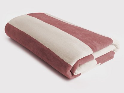 Yumeko Strandlaken velours blush rose stripe 100x180 - 1 st 100% biologisch katoen, velours