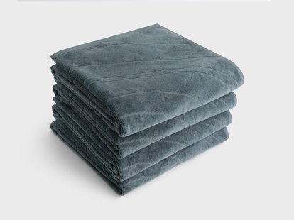 Yumeko Handdoeken velours pebble blue 50x100 - 4 st 100% biologisch katoen, velours