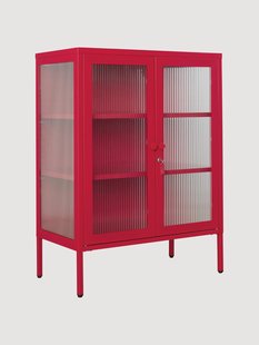 Metalen vitrinekast The Mixer met geribbeld glas