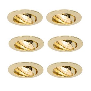 QAZQA Set van 6 inbouwspots messing GU10 35mm - Edu