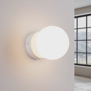 SOLLUX LIGHTING Wandlamp You, wit, Ø 12 cm, staal/glas